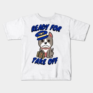 Cute grey dog is a pilot Kids T-Shirt